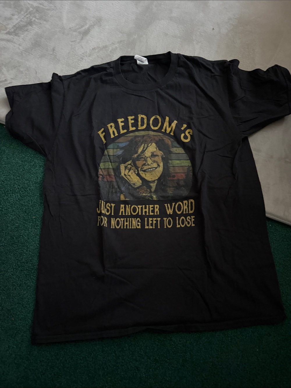 Janis Joplin Freedom's Graphic Black Men's T-Shirt